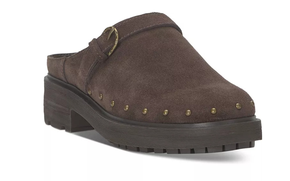 Lucky Brand LK-CAYTINA Shoes Women's Size 10M Brown Suede Studded Clogs New Box